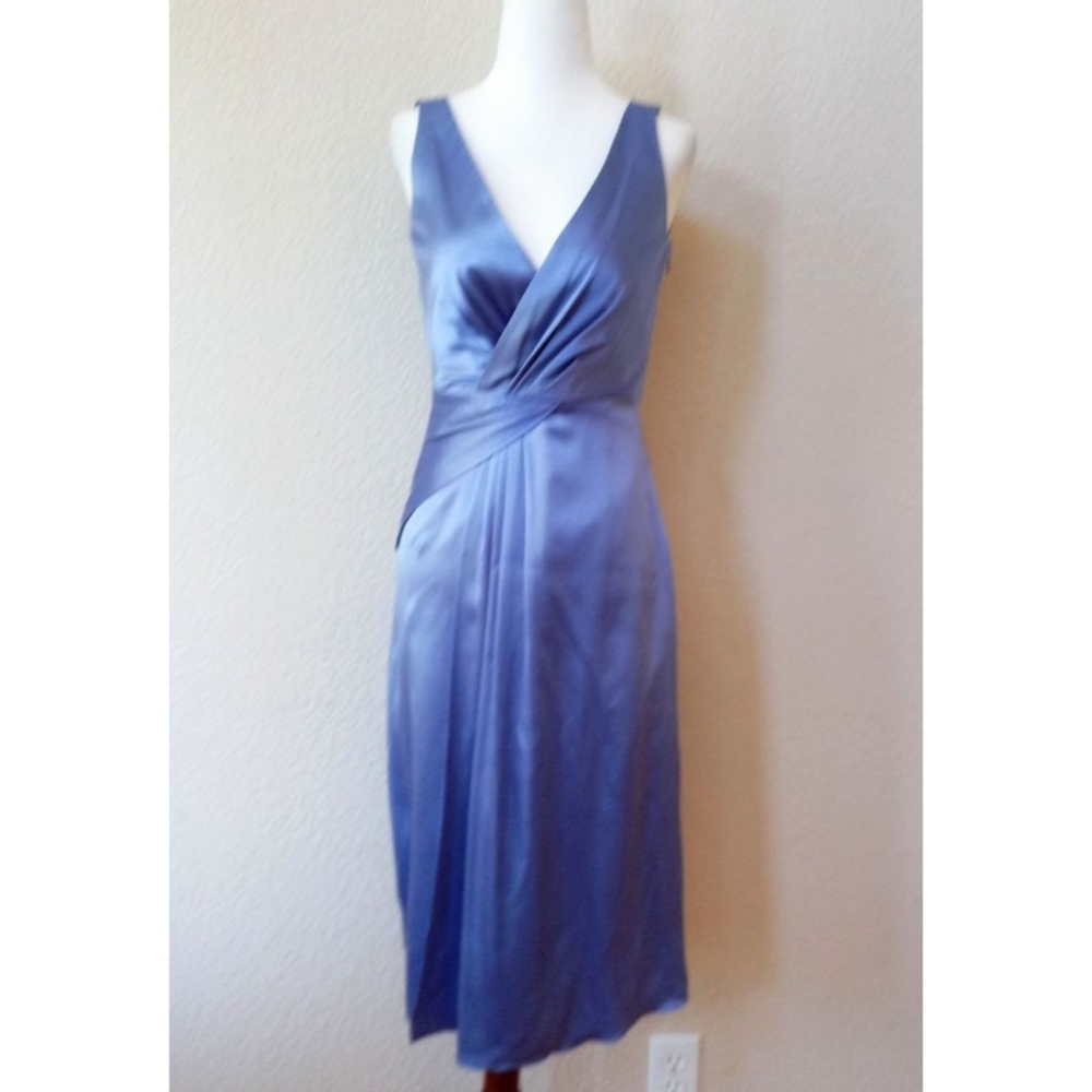 Elie Tahari blue 100% silk Liza cocktail dress - Picture 2 of 8